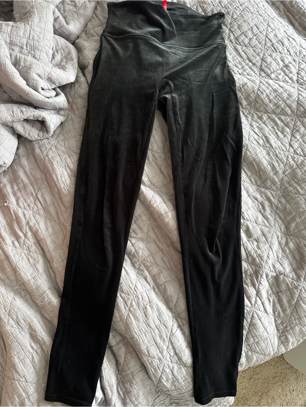 SPANX Black Velvet High-Waist Leggings